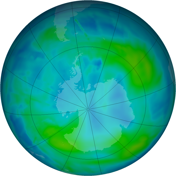 Antarctic ozone map for 12 April 2011